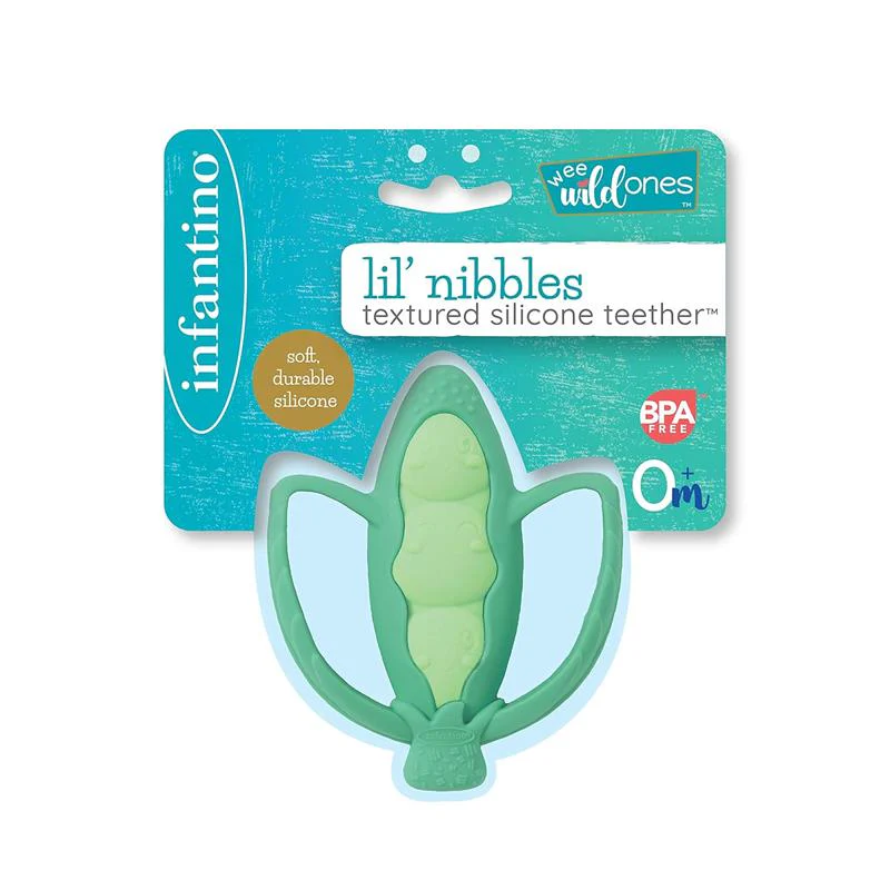 Infantino - Lil' Nibbles Textured Silicone Teether, Peas - Image 6
