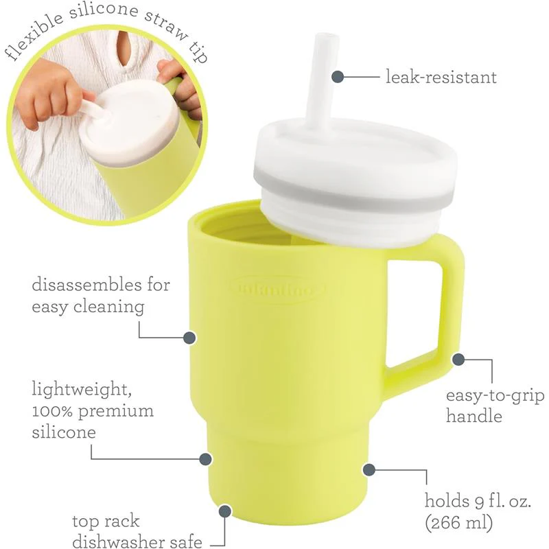 Infantino - My 1St Tumbler - Soft Silicone 9 Oz, Citrus - Image 8