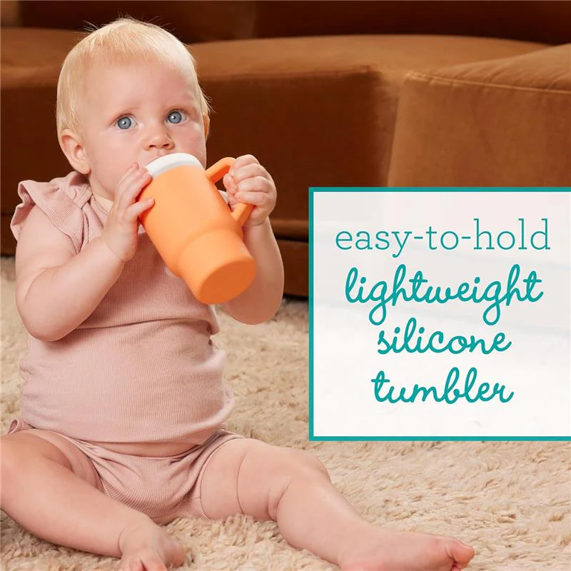 Infantino - My 1St Tumbler - Soft Silicone 9 Oz, Creamsicle - Image 4