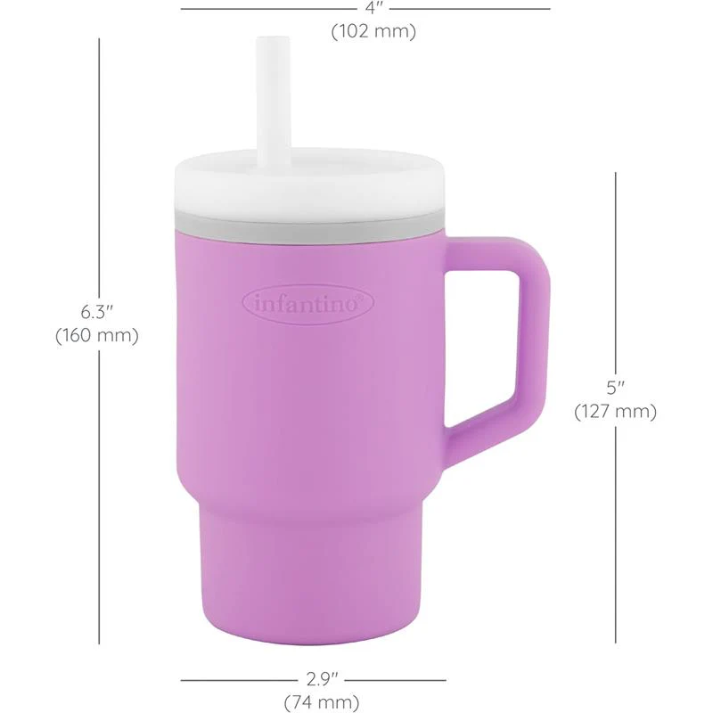 Infantino - My 1St Tumbler - Soft Silicone 9 Oz, Lilac - Image 2