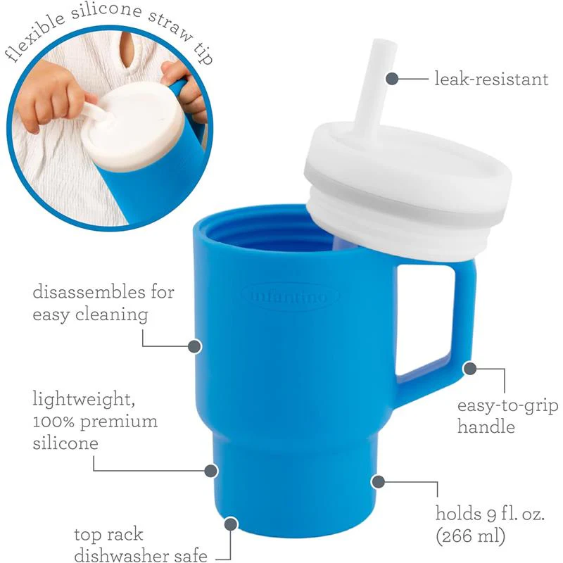 Infantino - My 1St Tumbler - Soft Silicone 9 Oz, Ocean - Image 10