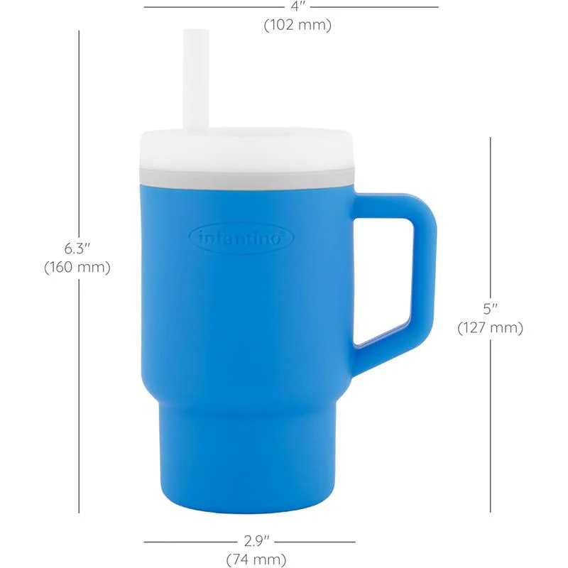 Infantino - My 1St Tumbler - Soft Silicone 9 Oz, Ocean - Image 2