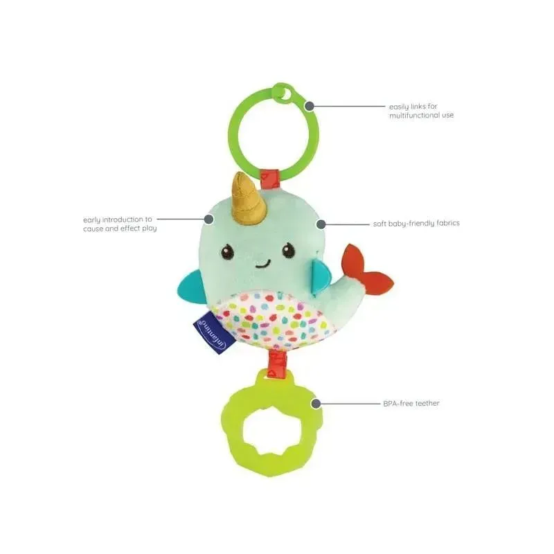 Infantino - Wee Wild Ones Chime & Go Tag Along Pal, Narwhal - Image 2