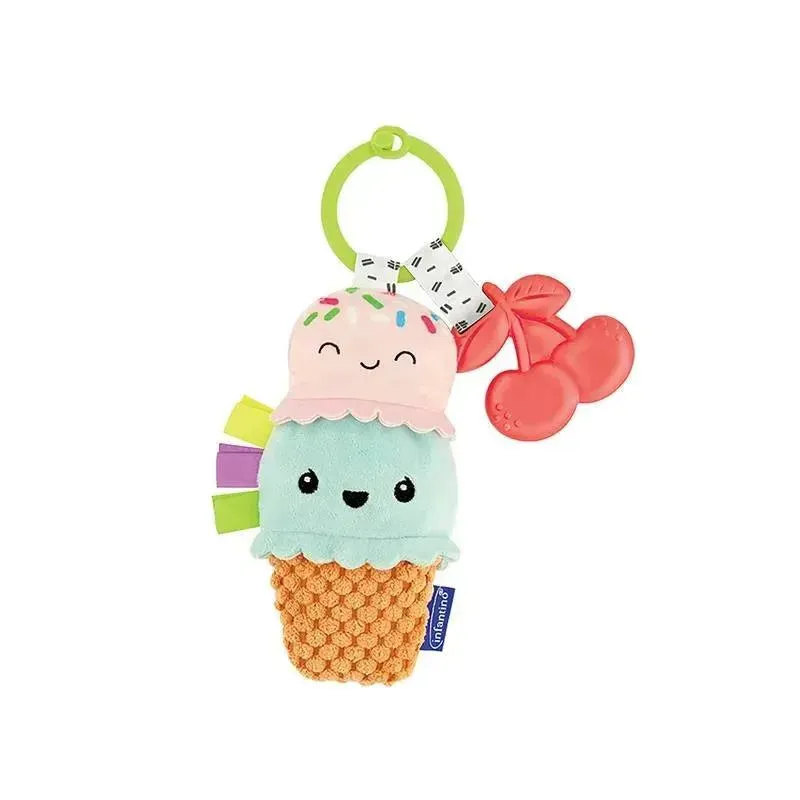 Infantino - Wee Wild Ones - Plushy Pal & Teether, Ice Cream