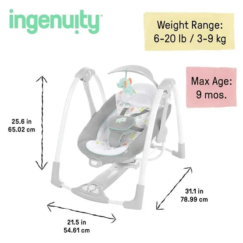 Ingenuity - ConvertMe 2-in-1 Compact Portable Automatic Baby Swing & Infant Seat, Wimberly - Image 4