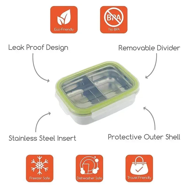 Innobaby - Keepin' Fresh Stainless Steel Divided Bento Snack Box, 11 oz, Green - Image 5