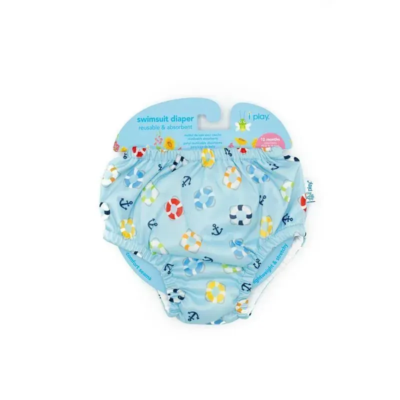 Iplay - Baby Boys Reusable Swim Diaper, Green Fish - Image 3