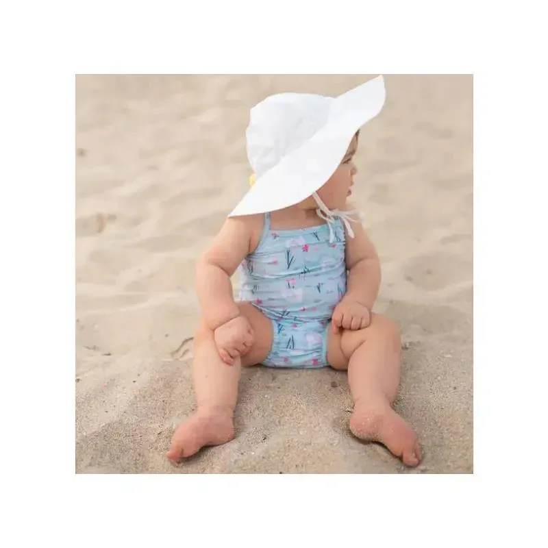 Iplay - Baby Girl Classic Swimsuit with Built-in Reusable Absorbent Swim Diaper, Light Aqua Swan - Image 2