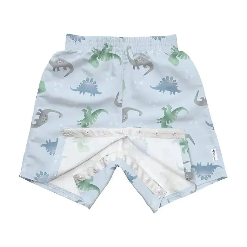 Iplay - Easy-Change Eco Swim Trunks, Light Blue Dinos