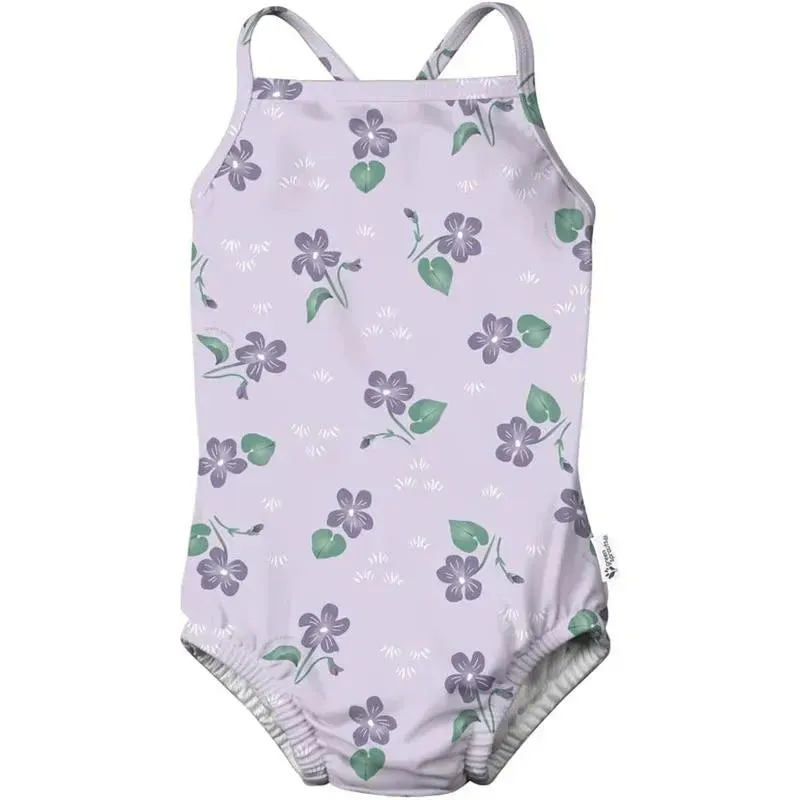 Iplay - Eco Swimsuit With Built-In Swim Diaper, Light Lavender Violets