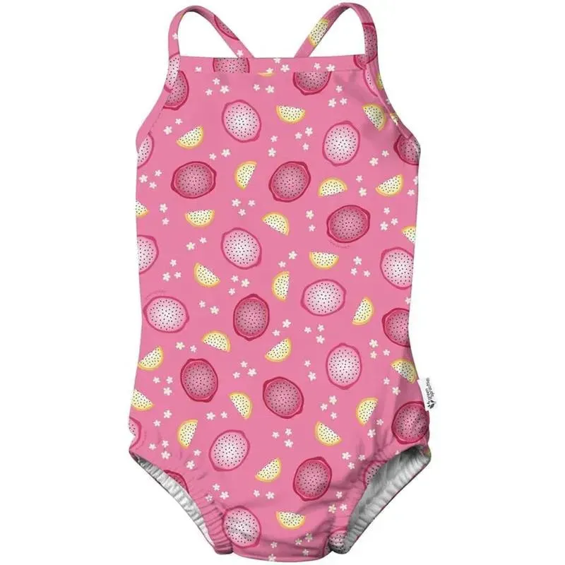 Iplay - Eco Swimsuit With Built-In Swim Diaper, Pink Dragon Fruit
