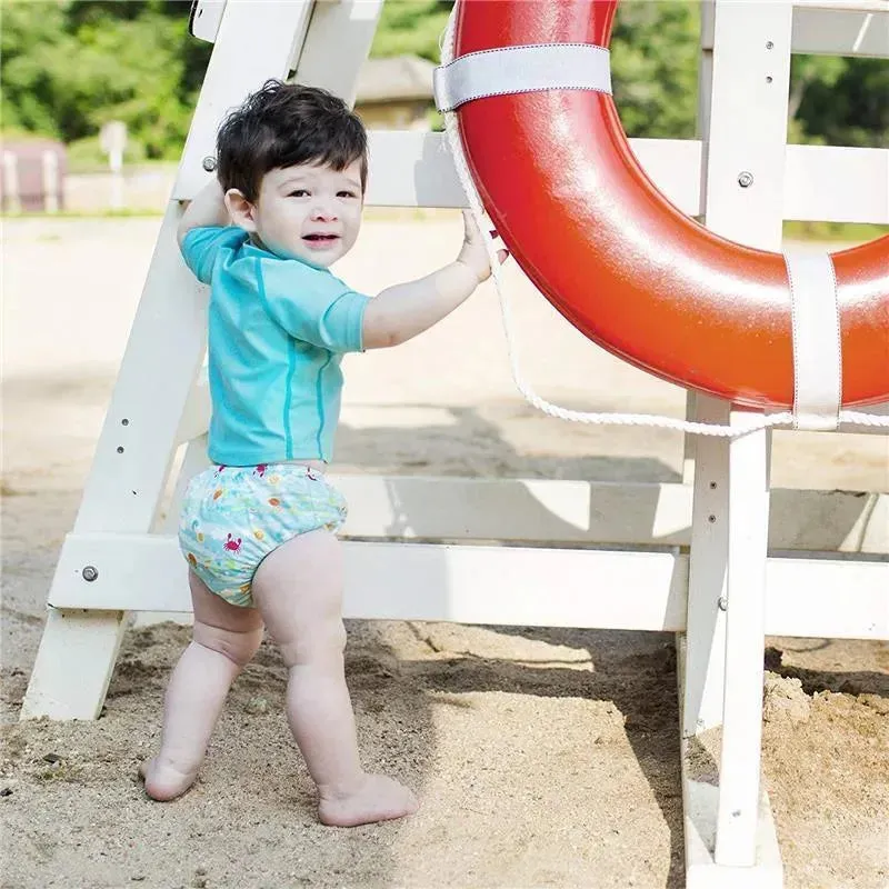 Iplay - Fun Pull-Up Reusable Absorbent Swimsuit Diaper, Light Aqua Sea Friends - Image 4