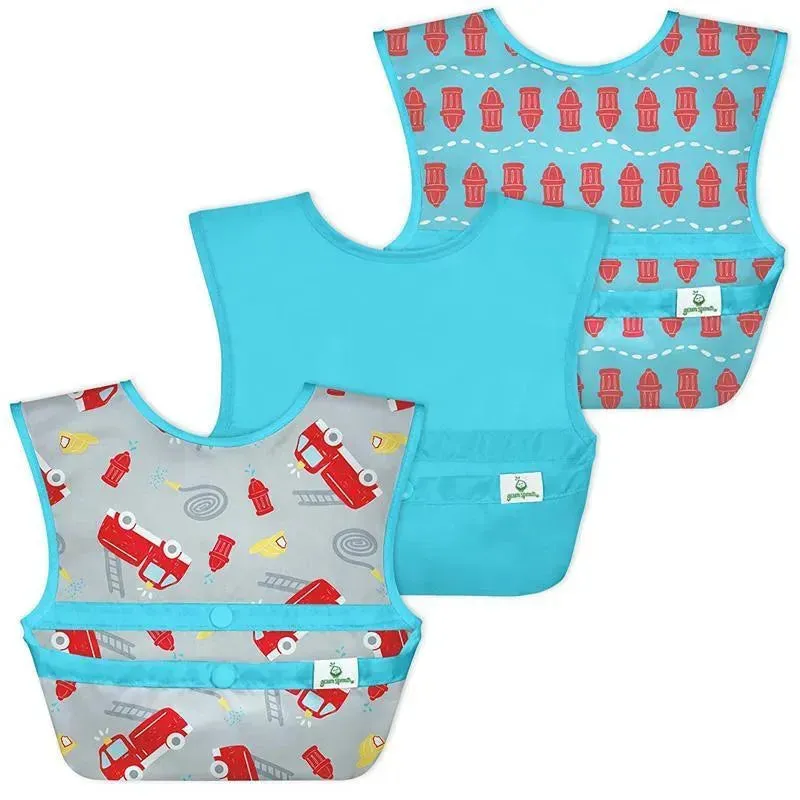Iplay - Snap & Go Easy-Wear Bibs (3Pk), Gray Firetruck, 9/18 Months