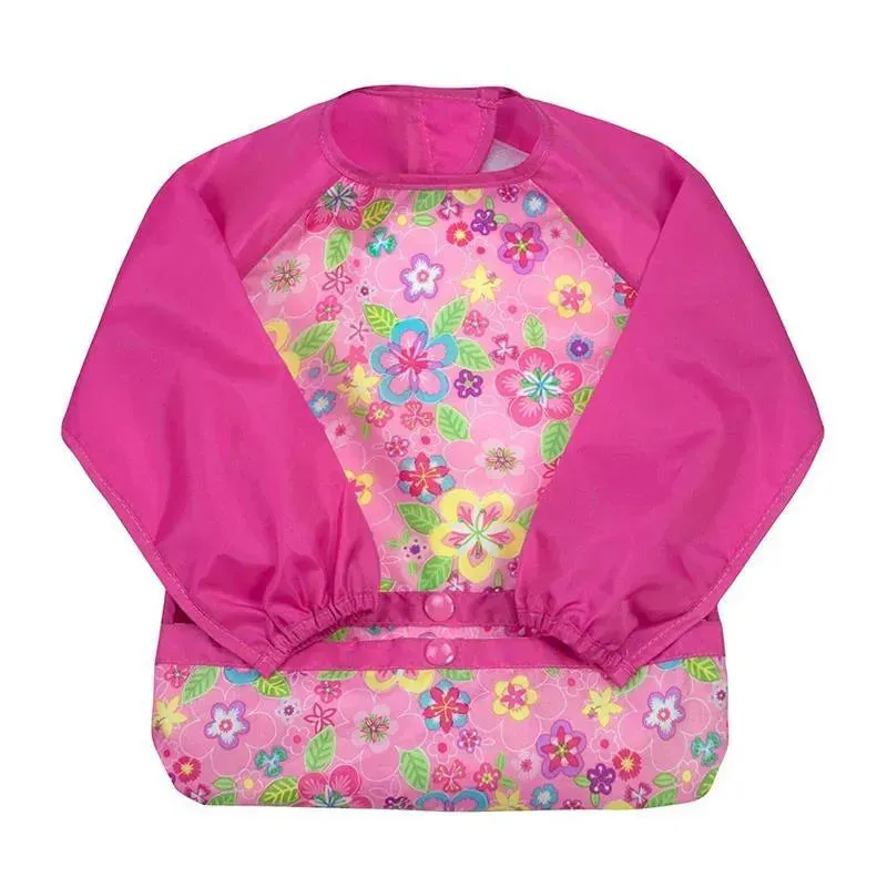 Iplay - Snap & Go Long Sleeve Bib, Pink Flower Field