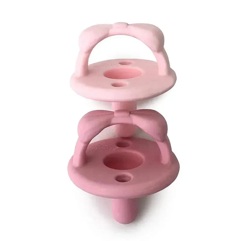Itzy Ritzy - 2-Pack Silicone Pacifiers - Bow (Light Pink/Dark Pink)