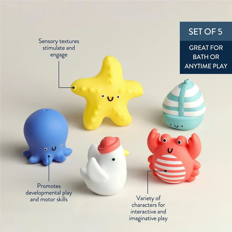Itzy Ritzy - 5Pk Bath Finger Puppets Set, Seaside - Image 4