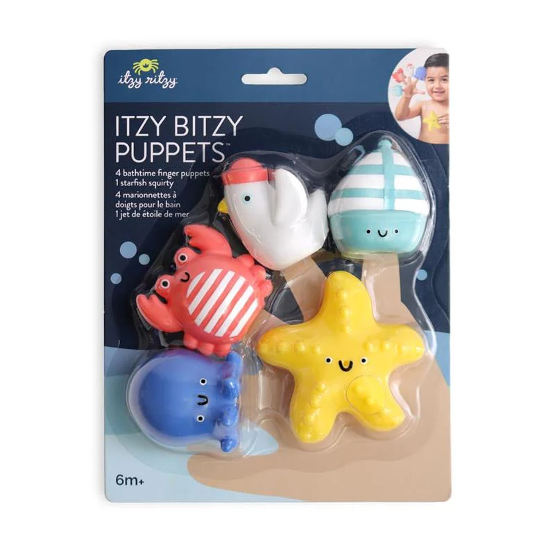 Itzy Ritzy - 5Pk Bath Finger Puppets Set, Seaside - Image 8