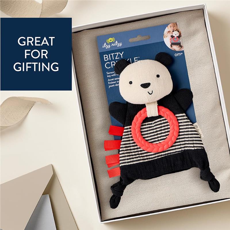 Itzy Ritzy - Bitzy Crinkle Sensory Toy Panda with Crinkle Sound for Babies & Toddlers, Panda - Image 5