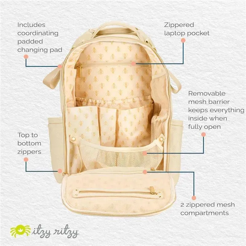 Itzy Ritzy - Diaper Bag Backpack, Large Capacity Boss Plus Baby Backpack Diaper Bag, Milk & Honey - Image 4