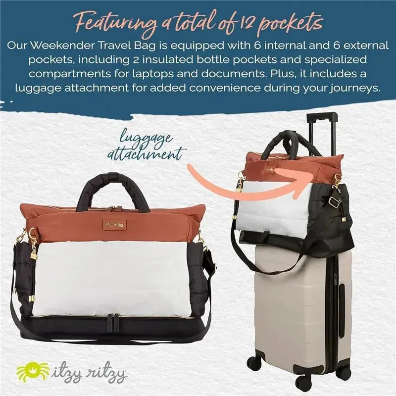 Itzy Ritzy - Dream Weekender Bag, Coffee & Cream - Image 6