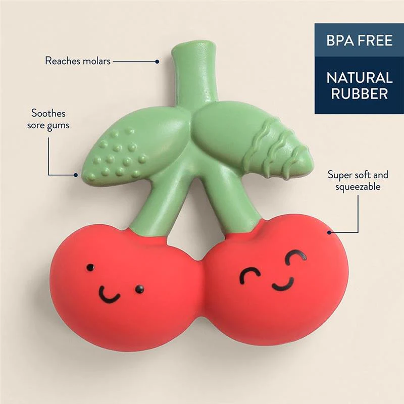 Itzy Ritzy - Natural Rubber Teether, Cherries - Image 2
