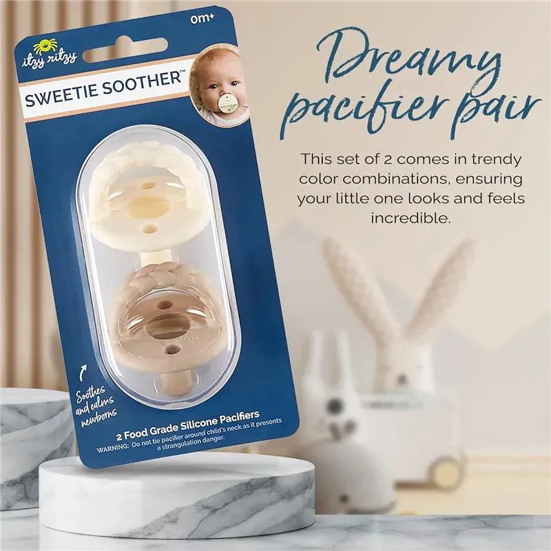 Itzy Ritzy - Silicone Pacifier 2Pk, Toast And Buttercream Braids - Image 5