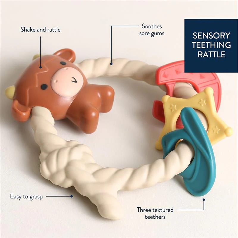 Itzy Ritzy - Silicone Teether with Rattle, Highland Cow - Image 3