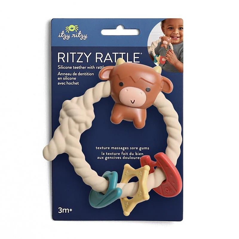 Itzy Ritzy - Silicone Teether with Rattle, Highland Cow - Image 6