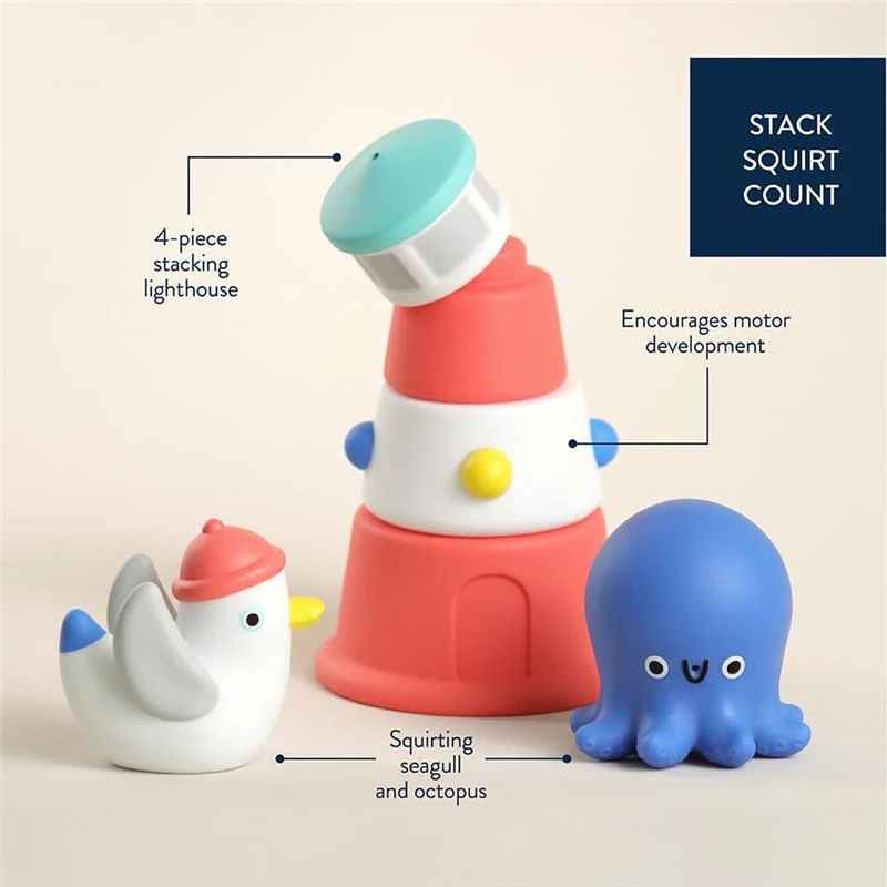 Itzy Ritzy - Stack & Squirt Bath Toy Set Nautical - Image 4
