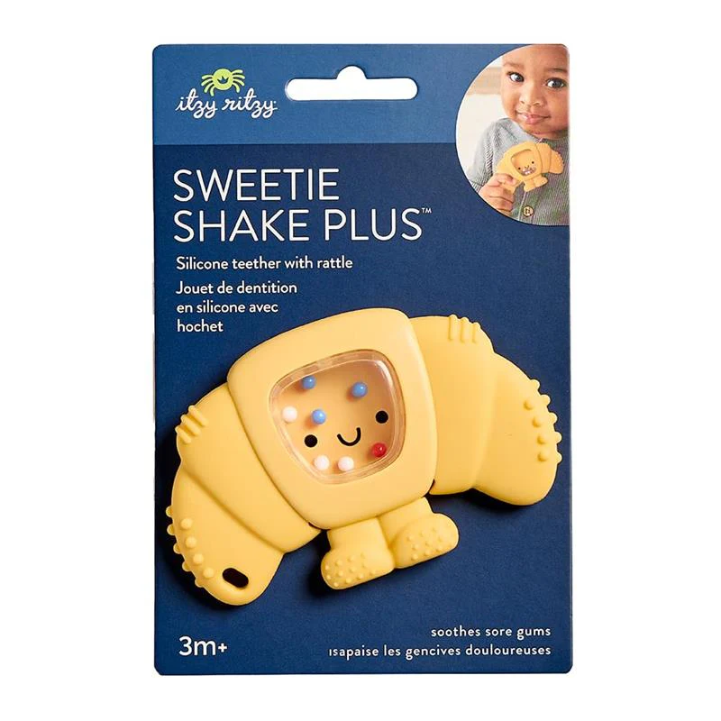 Itzy Ritzy - Sweetie Shake Plus™ Teething + Rattle Toy, Croissant - Image 6