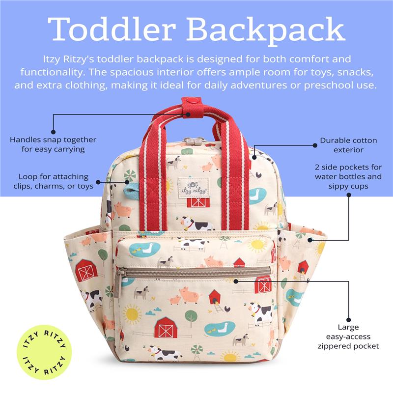 Itzy Ritzy - Toddler Backpack Daycare Bag, Farm Friends - Image 2