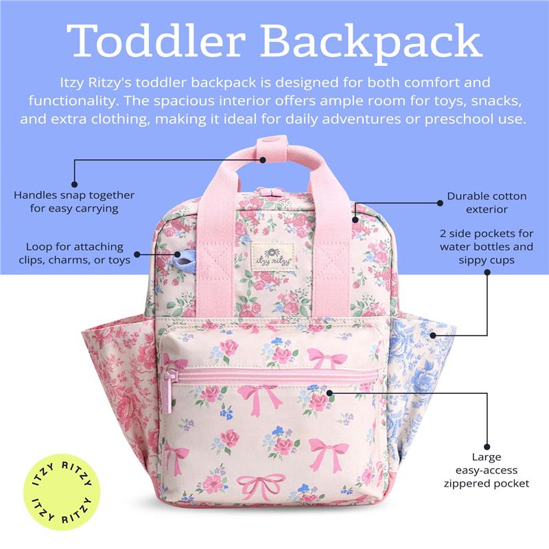Itzy Ritzy Toddler Backpack Ribbons & Roses - Image 2