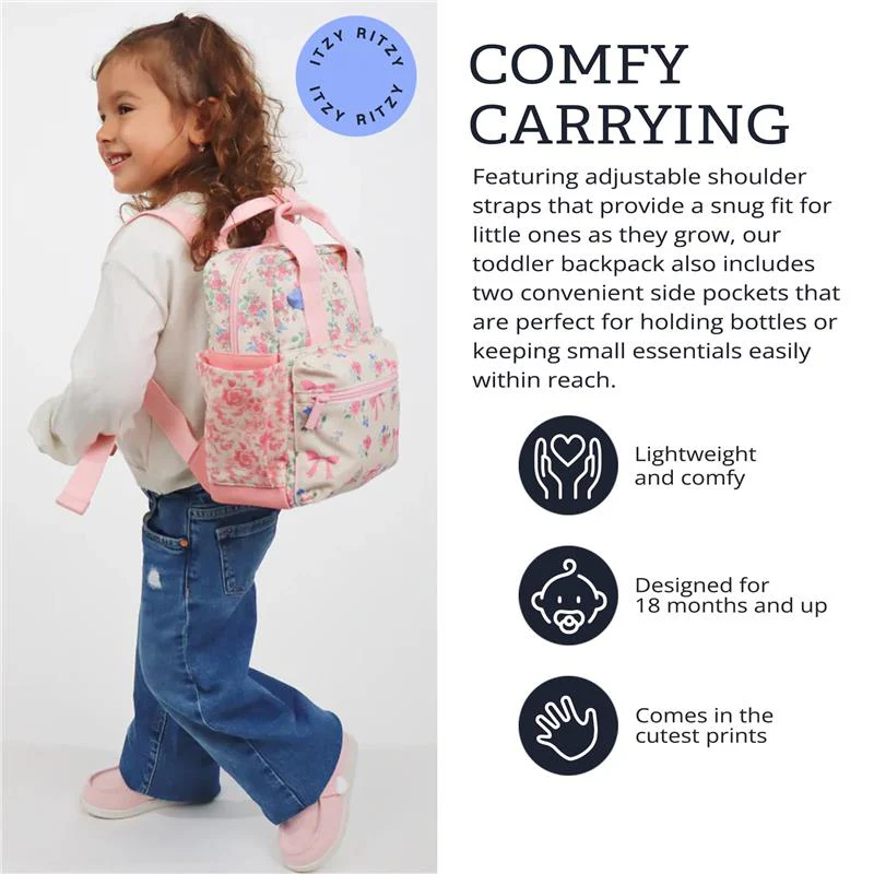 Itzy Ritzy Toddler Backpack Ribbons & Roses - Image 3
