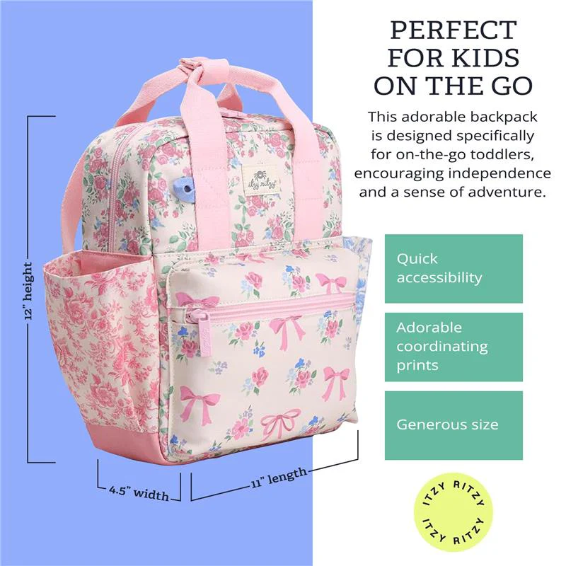 Itzy Ritzy Toddler Backpack Ribbons & Roses - Image 4