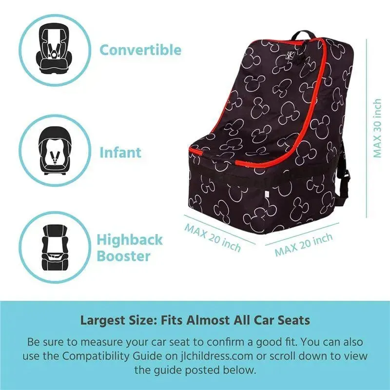 J.L. Childress - Disney Baby Ultimate PREMIUM Backpack Padded Car Seat Travel Bag, Mickey Mouse - Image 2