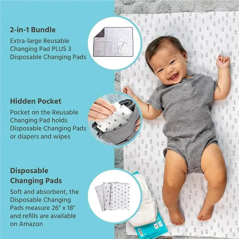 J.L. Childress - Healthy Habits, Baby Changing Pad BUNDLE, Extra-Large, Grey - Image 3