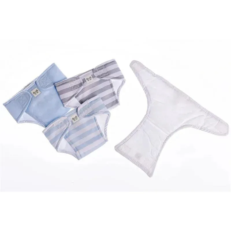 JC Toys - Baby Doll Washable and Reusable Eco Diapers, 4 Pack Fits Dolls 14 to 18, Blue, White and Grey - Image 2