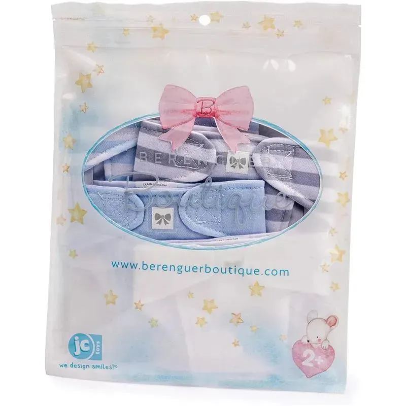 JC Toys - Baby Doll Washable and Reusable Eco Diapers, 4 Pack Fits Dolls 14 to 18, Blue, White and Grey - Image 4