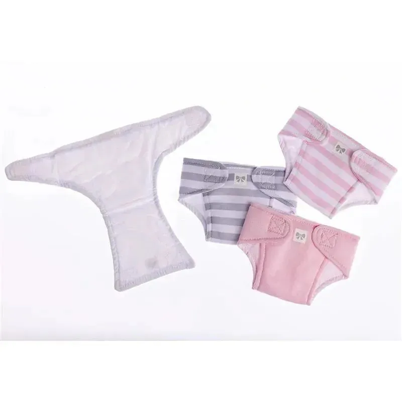 JC Toys - Baby Doll Washable and Reusable Eco Diapers, 4 Pack Fits Dolls 14 to 18, Pink - Image 4
