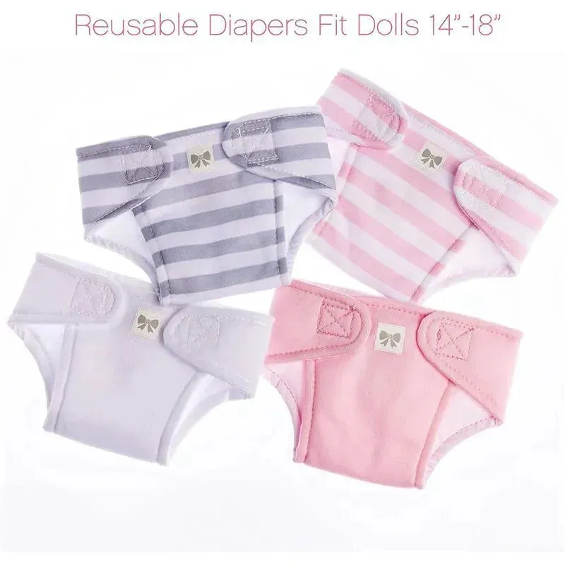 JC Toys - Baby Doll Washable and Reusable Eco Diapers, 4 Pack Fits Dolls 14 to 18, Pink - Image 5
