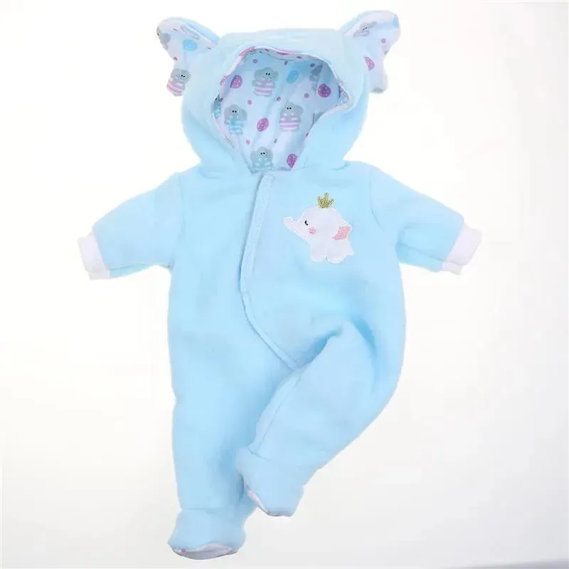 JC Toys - Berenguer Boutique Baby Doll Outfit, Blue Elephant Themed Hooded Onesie, Ages 2+ - Image 3
