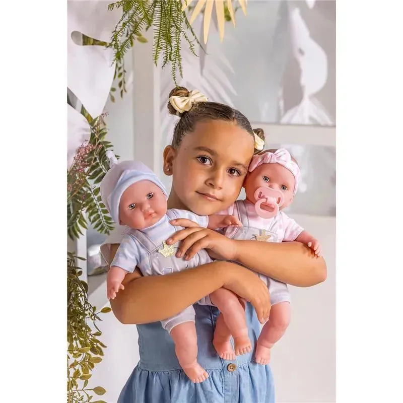 JC Toys - Berenguer Boutique Baby Doll Outfit, Gray Overall Shorts with Pink Stripes, Ages 2+ - Image 3
