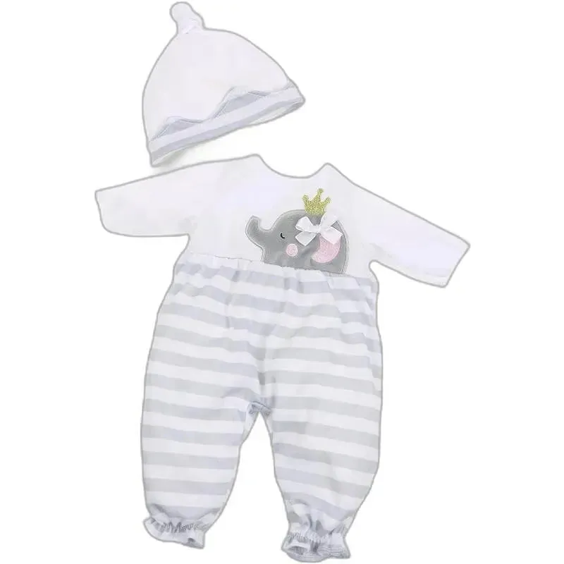 JC Toys - Berenguer Boutique Baby Doll Outfit, Gray Striped Long Onesie, Ages 2+