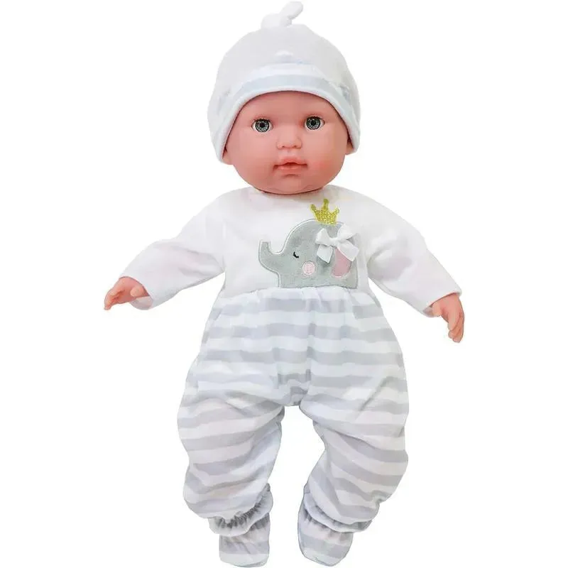 JC Toys - Berenguer Boutique Baby Doll Outfit, Gray Striped Long Onesie, Ages 2+ - Image 2
