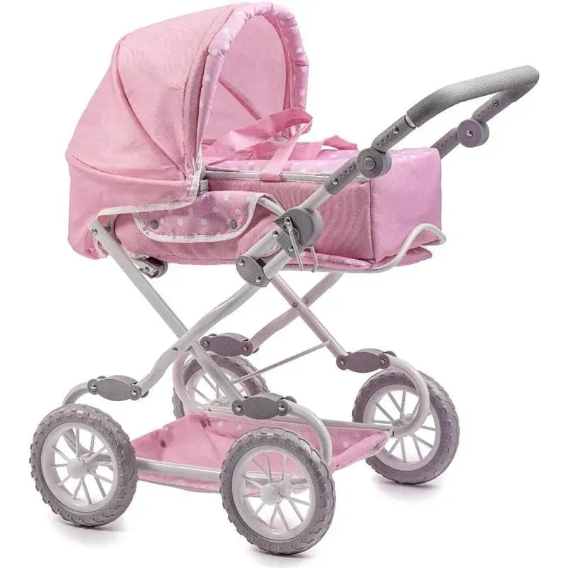 JC Toys - Berenguer Boutique, Deluxe Foldable Baby Doll Stroller with Canopy, Pink