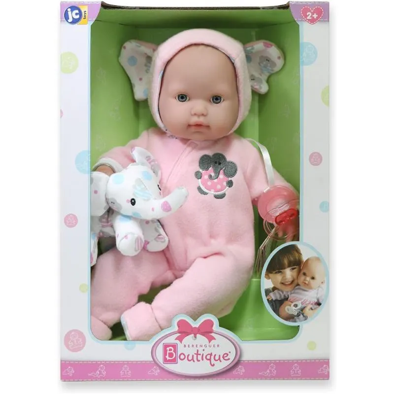 Jc Toys - Berenguer Boutique Soft Body Baby Doll Open/Close Eyes. Animal Theme Pink. Window Box - Image 2