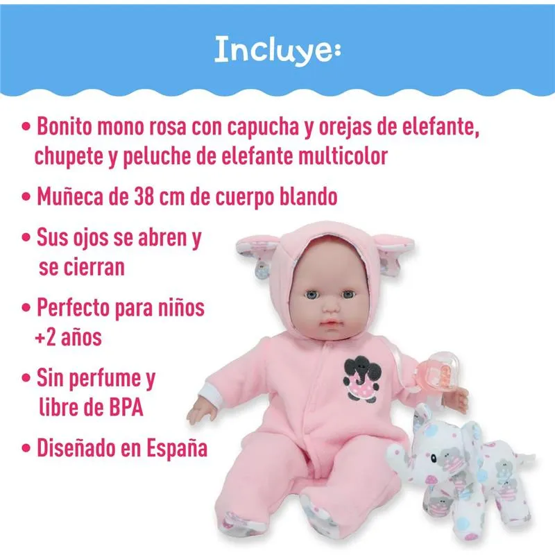 Jc Toys - Berenguer Boutique Soft Body Baby Doll Open/Close Eyes. Animal Theme Pink. Window Box - Image 4