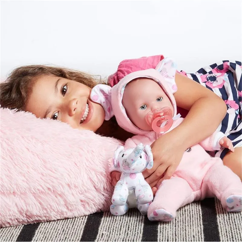 Jc Toys - Berenguer Boutique Soft Body Baby Doll Open/Close Eyes. Animal Theme Pink. Window Box - Image 5