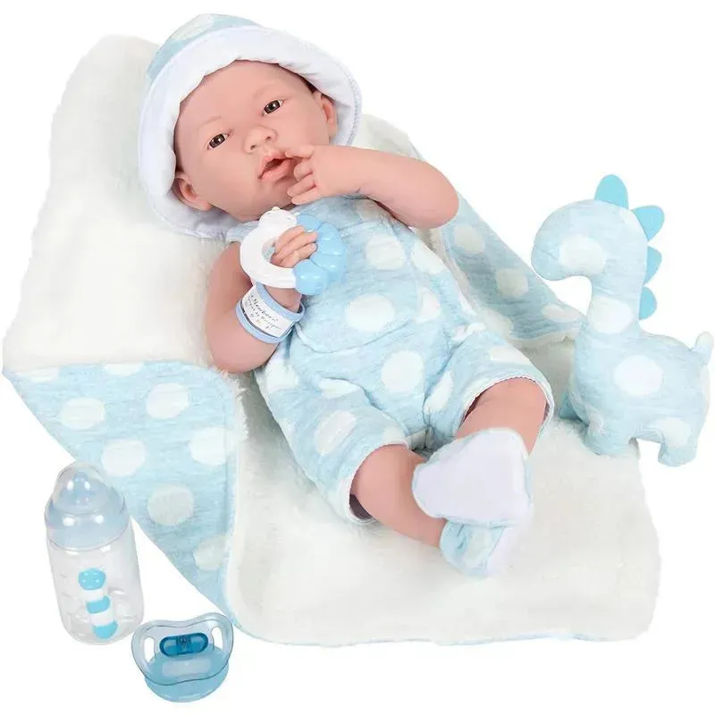 JC Toys - La Newborn All-Vinyl-Anatomically Correct Real Boy 15, Designed by Berenguer, Blue with Dots