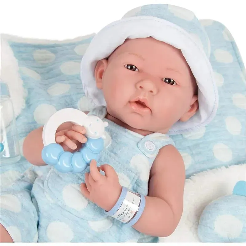 JC Toys - La Newborn All-Vinyl-Anatomically Correct Real Boy 15, Designed by Berenguer, Blue with Dots - Image 6
